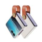 For Motorola Razr 40 Ultra Hand Strap Type Leather Phone Case(White+Brown) - 1