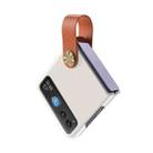 For Motorola Razr 40 Hand Strap Type Leather Phone Case(White+Brown) - 1