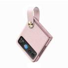 For Motorola Razr 40 Hand Strap Type Leather Phone Case(Rose Gold) - 1