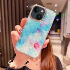 For iPhone 14 Plus Colorful Crystal Shell Pattern PC + TPU Phone Case(Fish-scales Blue) - 1