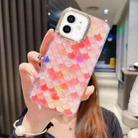 For iPhone 12 Colorful Crystal Shell Pattern PC + TPU Phone Case(Fish-scales Red) - 1