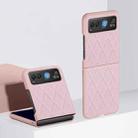 For Motorola Razr 40 Rhombus Pattern PC + Leather Phone Case(Pink) - 1