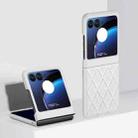 For Motorola Razr 40 Ultra Rhombus Pattern PC + Leather Phone Case(White) - 1