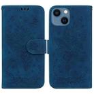 For iPhone 15 Butterfly Rose Embossed Leather Phone Case(Blue) - 1