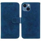 For iPhone 15 Plus Butterfly Rose Embossed Leather Phone Case(Blue) - 1