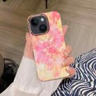 For iPhone 15 Plus Colorful Shell Texture Marble PC + TPU Phone Case(Pink Orange) - 1