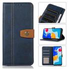For Honor 90 5G Stitching Thread Calf Texture Leather Phone Case(Blue) - 1