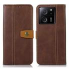For Xiaomi 13T 5G / Redmi K60 Ultra 5G Stitching Thread Calf Texture Leather Phone Case(Coffee) - 1