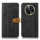 For Huawei Nova Y91 4G / Enjoy 60X Stitching Thread Calf Texture Leather Phone Case(Black) - 1
