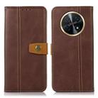 For Huawei Nova Y91 4G / Enjoy 60X Stitching Thread Calf Texture Leather Phone Case(Coffee) - 1