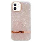 For iPhone 12 Electroplating Shell Texture TPU Phone Case(Pink) - 1