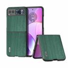 For Motorola Razr 40 ABEEL Wood Texture PU Phone Case(Green) - 1