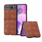 For Motorola Razr 40 ABEEL Weave Plaid PU Phone Case(Brown) - 1