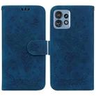 For Motorola Edge 40 Pro Butterfly Rose Embossed Leather Phone Case(Blue) - 1