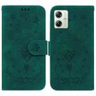 For Motorola Moto G54 Butterfly Rose Embossed Leather Phone Case(Green) - 1