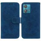 For Motorola Edge 40 Neo Butterfly Rose Embossed Leather Phone Case(Blue) - 1