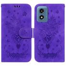 For Motorola Moto G Play 4G 2024 Butterfly Rose Embossed Leather Phone Case(Purple) - 1