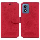 For Motorola Moto G Play 4G 2024 Butterfly Rose Embossed Leather Phone Case(Red) - 1