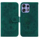 For Motorola Edge 50 Pro Butterfly Rose Embossed Leather Phone Case(Green) - 1