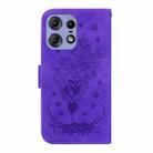 For Motorola Edge 50 Pro Butterfly Rose Embossed Leather Phone Case(Purple) - 3