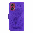 For Motorola Edge 50 Fusion Butterfly Rose Embossed Leather Phone Case(Purple) - 3