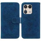For Motorola Edge 50 Ultra Butterfly Rose Embossed Leather Phone Case(Blue) - 1