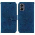 For Motorola Edge 2024 Butterfly Rose Embossed Leather Phone Case(Blue) - 1