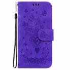 For Motorola Moto G04s / Moto E14 Butterfly Rose Embossed Leather Phone Case(Purple) - 2