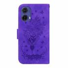 For Motorola Moto G85 Butterfly Rose Embossed Leather Phone Case(Purple) - 3