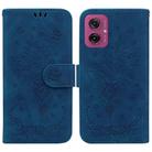 For Motorola Moto G55 Butterfly Rose Embossed Leather Phone Case(Blue) - 1