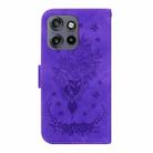 For Motorola Edge 50 Neo 5G Global Butterfly Rose Embossed Leather Phone Case(Purple) - 3