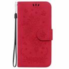 For Motorola Moto G35 Butterfly Rose Embossed Leather Phone Case(Red) - 3