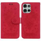 For Motorola Moto G75 5G Butterfly Rose Embossed Leather Phone Case(Red) - 1