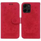 For Motorola Moto G 5G 2025 Butterfly Rose Embossed Leather Phone Case(Red) - 1