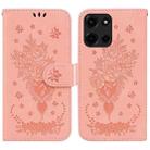 For Motorola Moto G 5G 2025 Butterfly Rose Embossed Leather Phone Case(Pink) - 1