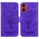 For Motorola Moto G05 / E15 Butterfly Rose Embossed Leather Phone Case(Purple) - 1