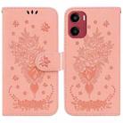 For Motorola Moto G05 / E15 Butterfly Rose Embossed Leather Phone Case(Pink) - 1