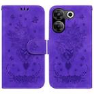 For Tecno Camon 20 Pro 4G / 20 Butterfly Rose Embossed Leather Phone Case(Purple) - 1