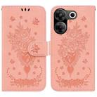 For Tecno Camon 20 Pro 4G / 20 Butterfly Rose Embossed Leather Phone Case(Pink) - 1