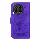 For Tecno Camon 30 4G / 5G Butterfly Rose Embossed Leather Phone Case(Purple) - 3