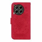 For Tecno Camon 30 4G / 5G Butterfly Rose Embossed Leather Phone Case(Red) - 3