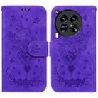 For Tecno Camon 30 Premier 5G Butterfly Rose Embossed Leather Phone Case(Purple) - 1