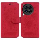 For Tecno Camon 30 Premier 5G Butterfly Rose Embossed Leather Phone Case(Red) - 1