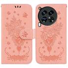 For Tecno Camon 30 Premier 5G Butterfly Rose Embossed Leather Phone Case(Pink) - 1