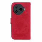 For Tecno Camon 30 Pro Butterfly Rose Embossed Leather Phone Case(Red) - 3