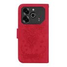 For Tecno Pova 6 / Pova 6 Pro Butterfly Rose Embossed Leather Phone Case(Red) - 3