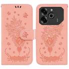 For Tecno Pova 6 / Pova 6 Pro Butterfly Rose Embossed Leather Phone Case(Pink) - 1