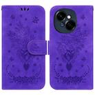 For Tecno Spark Go 1 / Pop 9 Pro Butterfly Rose Embossed Leather Phone Case(Purple) - 1