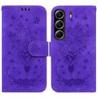 For Tecno Camon 40 Butterfly Rose Embossed Leather Phone Case(Purple) - 1