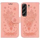For Tecno Camon 40 Butterfly Rose Embossed Leather Phone Case(Pink) - 1
